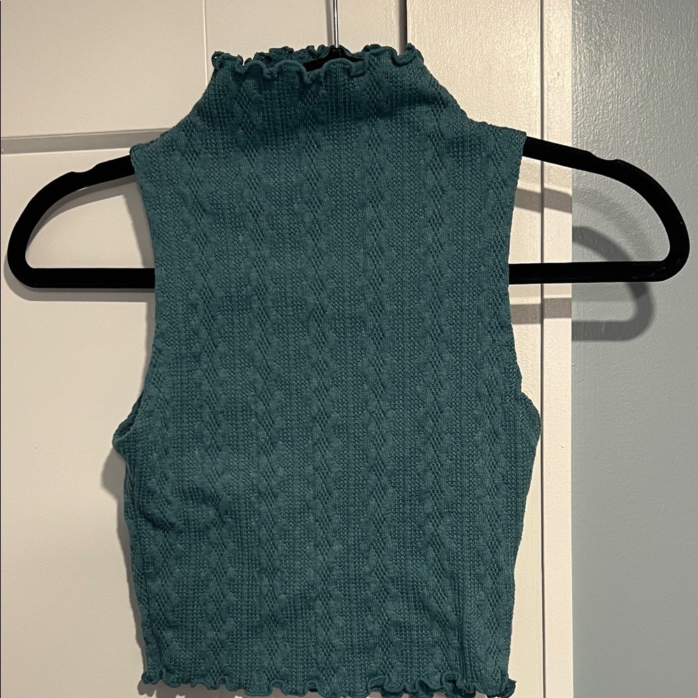 Forever 21 Teal Mock Neck Ribbed Tank